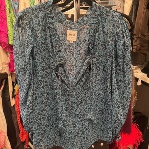 Misa Los Angeles Blue Floral Blouse